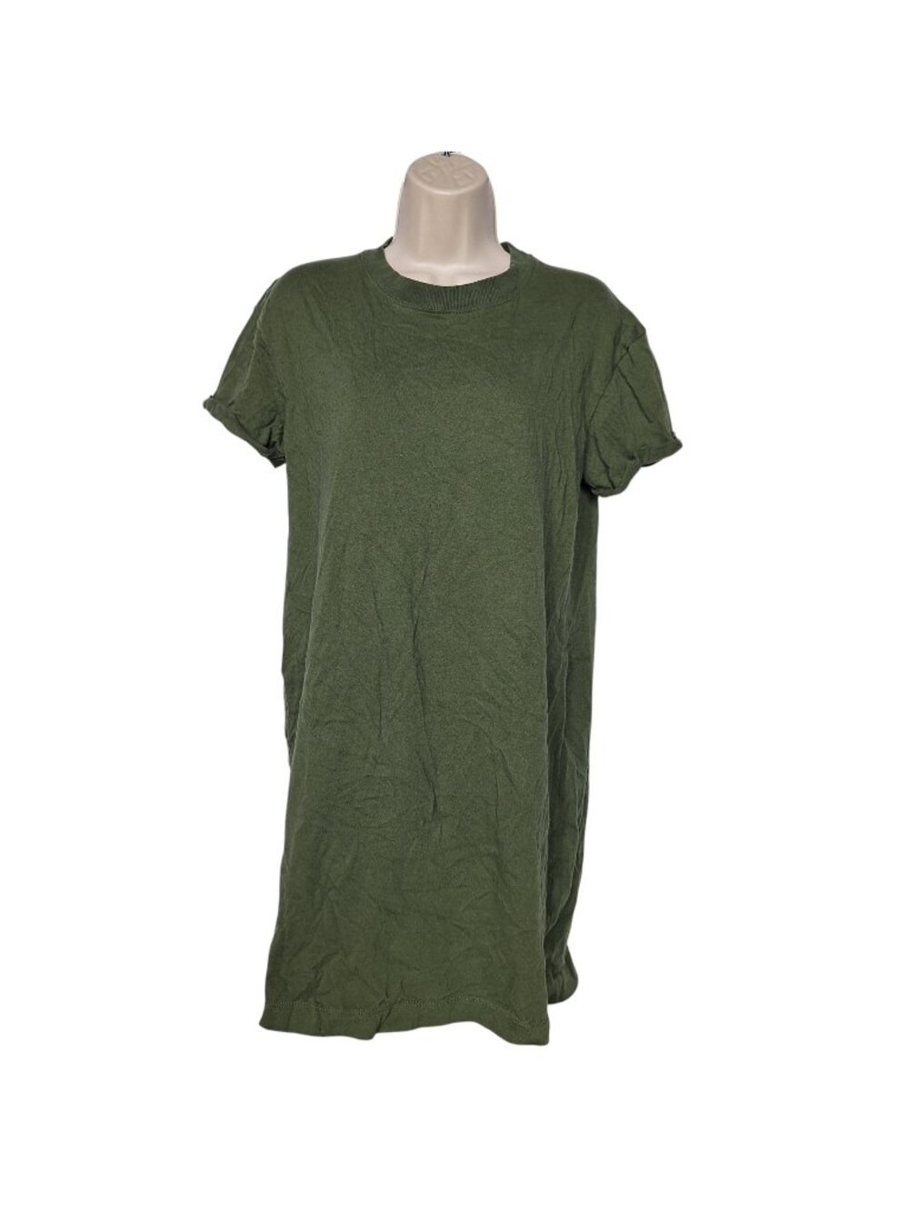 Time and Tru Womens T Shirt Dress Small Green Short Sleeve Cotton Mini Casual Sm